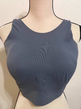 Soma Sport High Neck Yoga Bra Slate Blue Keyhole Back Longline Wireless XL